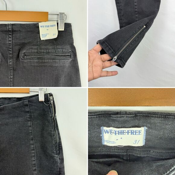 We the Free Bella Moto High-Rise Skinny Jeans Size 31 Washed Black Free People - Picture 10 of 16